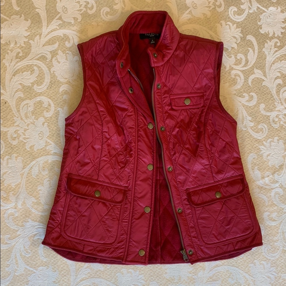 Talbots Red Quilted Vest Weather-Resistant Tailored